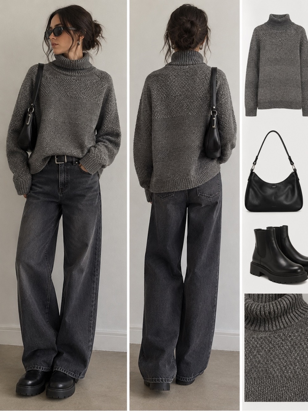 100% Icelandic Lambswool Gray Ribbed Turtleneck Sweater